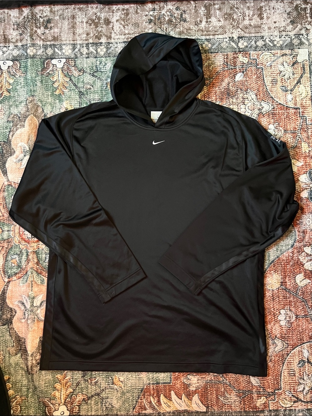 Nike Center Swoosh Hoodie Mens XL Black Y2K Pullover 00s Gray Tag